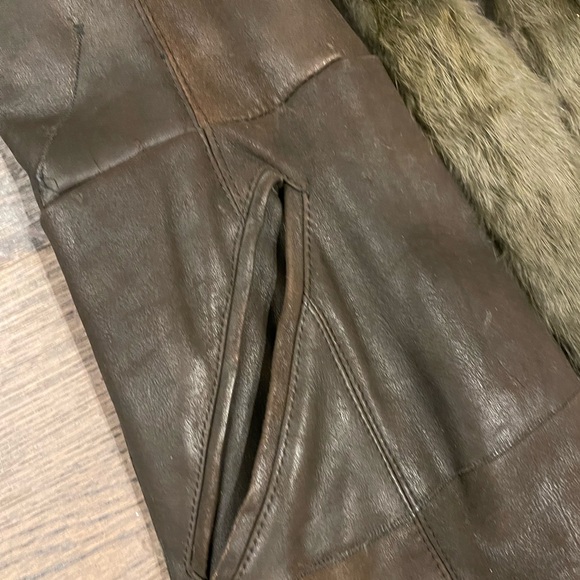 Long Fox fur & real leather jacket just like new & perfect for cold weather. - Picture 7 of 9